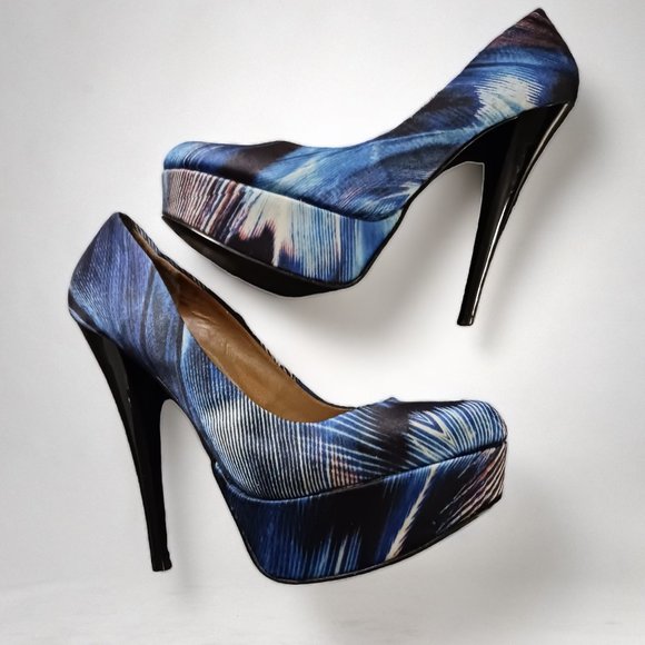 Aldo "Jerolda" Blue Multicolor Platform Stiletto Heels  Size 7 - Picture 4 of 14